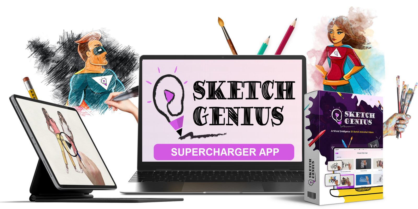Sketch Genius App -Turn Photos & Text into Long Length 3D Sketch Animated Videos In All Colors and Languages!
