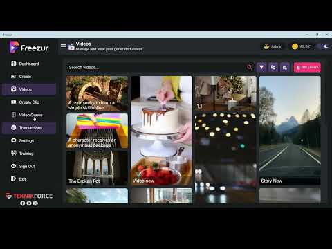 Guide to Transactions & Settings section of Freezur